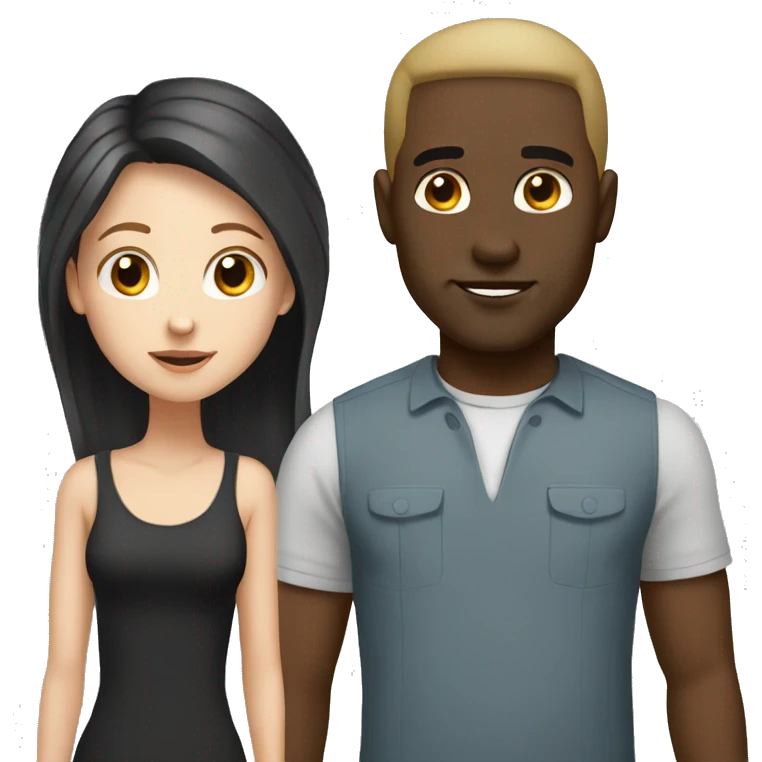 Couple white girl black man emoji