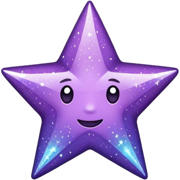 Estrela com 3 pontas roxa com glitter emoji