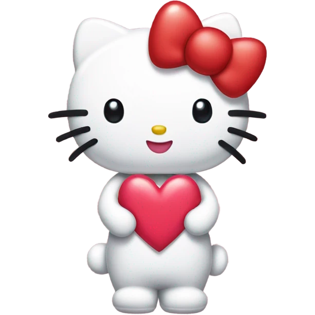 hello kitty holding heart with bow on it emoji
