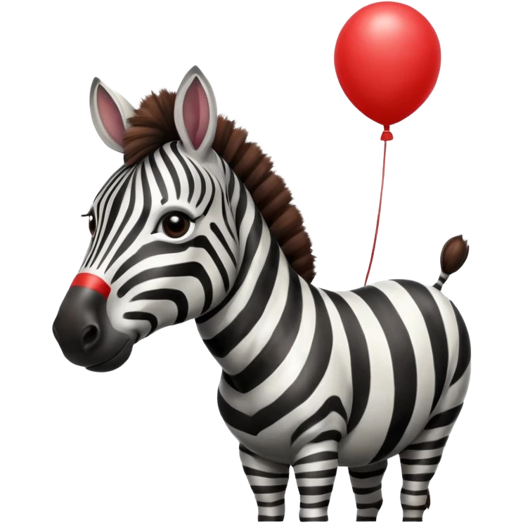 zebra holding red balloon in hand emoji