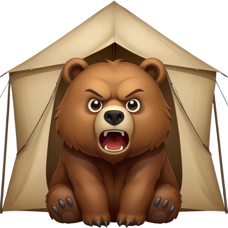 angry grizzly bear growing at a tent emoji