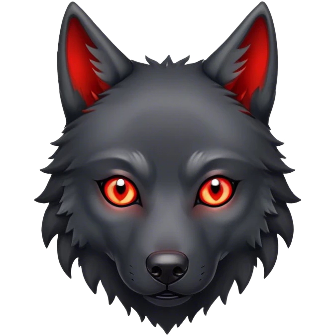 Evil black wolf with red eyes emoji