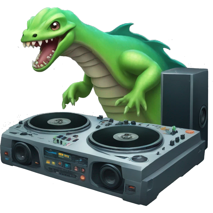 ocean monster using disk jockey emoji