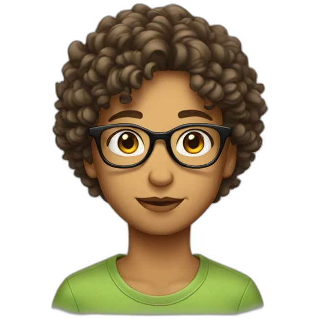 highly sticky-out, glasses and short curly hair with face of a young adult emoji