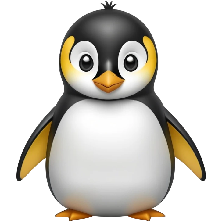 cinematic-cute-emperor-penguin-portrait-emoji,-head-tilted-playfully-and-inquisitively,-with-glossy,-pristine-plumage,-sparkling-eyes-filled-with-curiosity,-simplified-yet-irresistibly-adorable-features, black, large black eyes face emoji