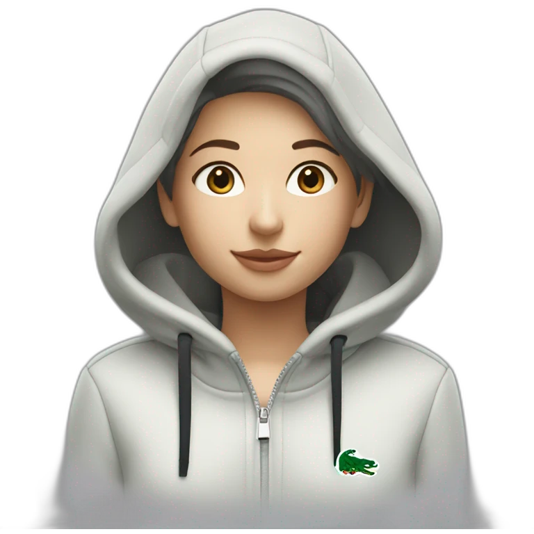 Lacoste bag girl with black lacoste hoodie emoji