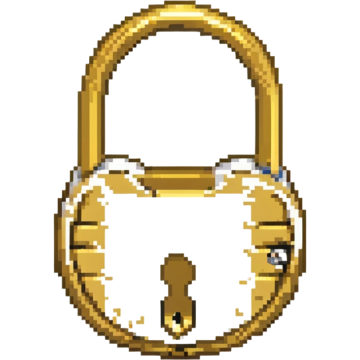 pixel art of a classic padlock, gold color emoji
