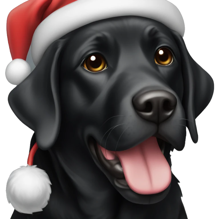 Black lab with Santa hat emoji
