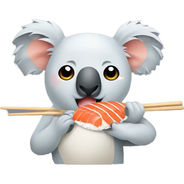 Koala eating salmon sushi emoji