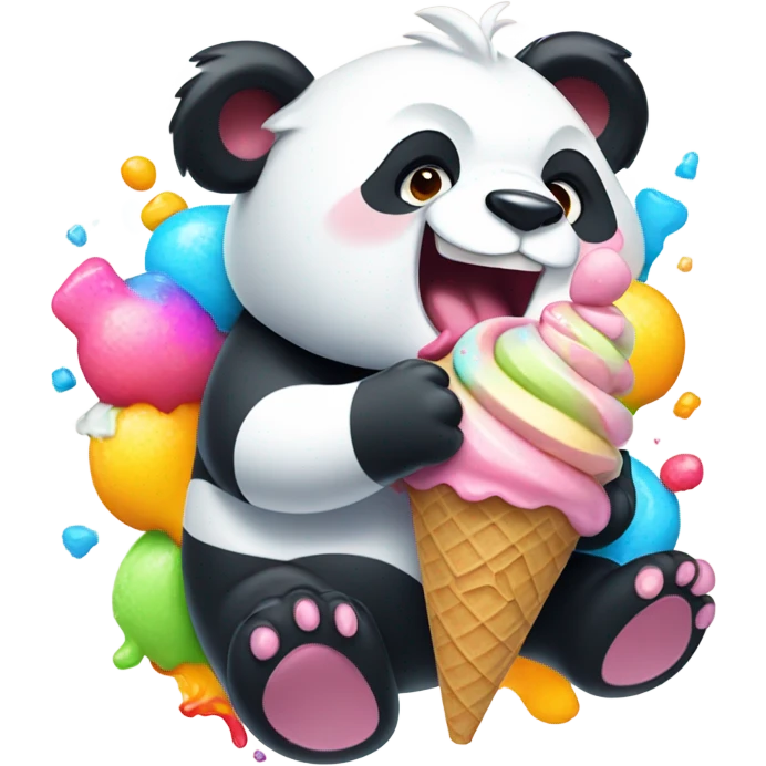 Panda eating ice cream emoji