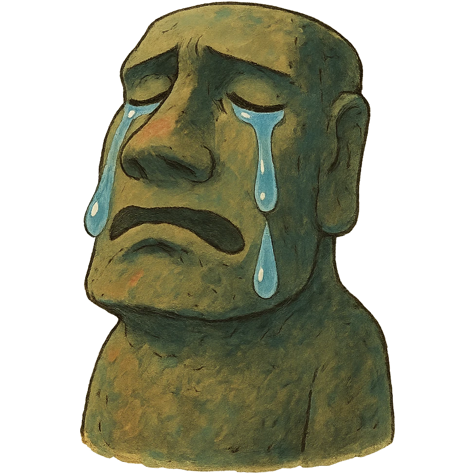 crying moai statue emoji