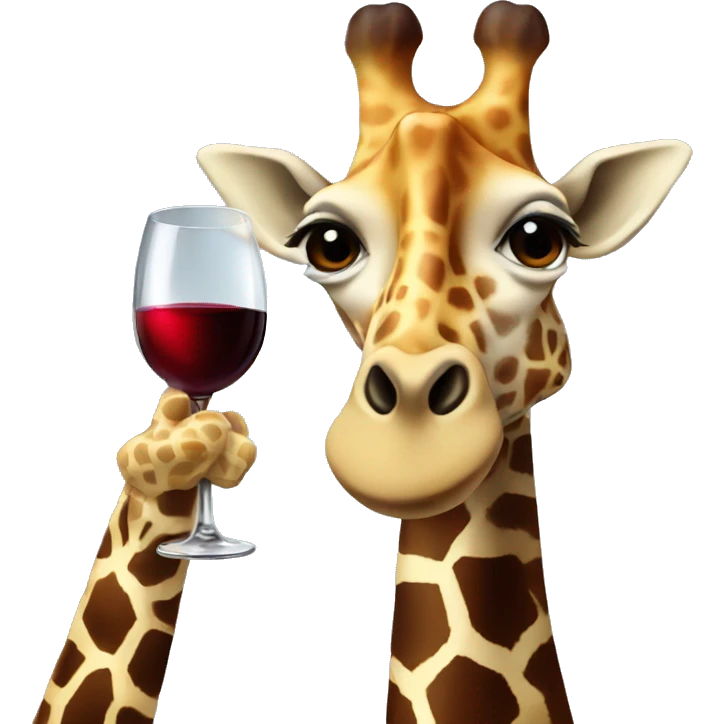 French giraffe holding red wineglass emoji