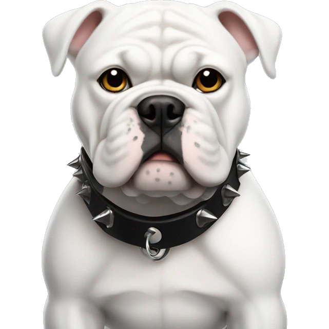 White bulldog with black spiked collar emoji