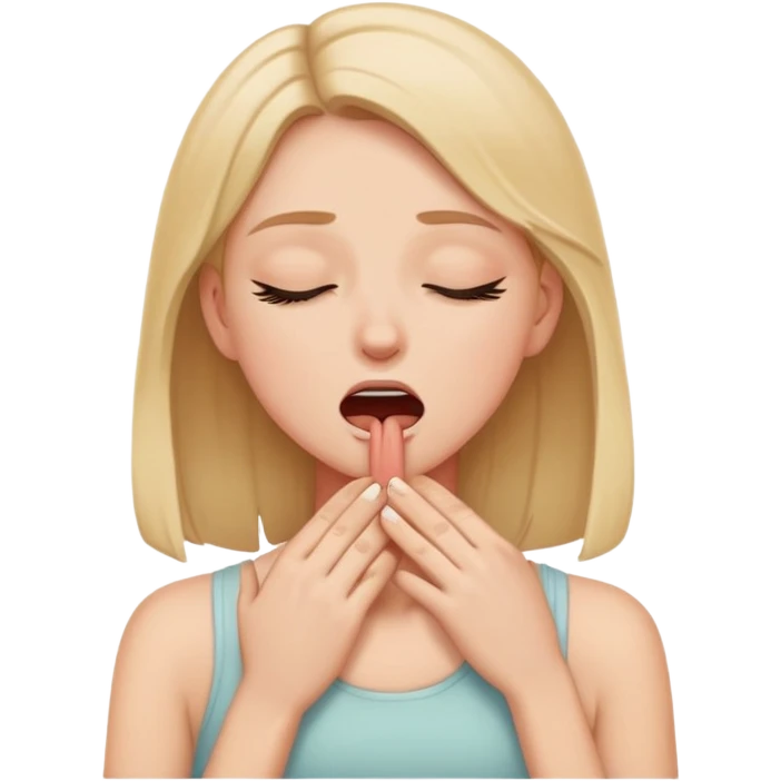white gurl grabbing her throat with eyes closed emoji