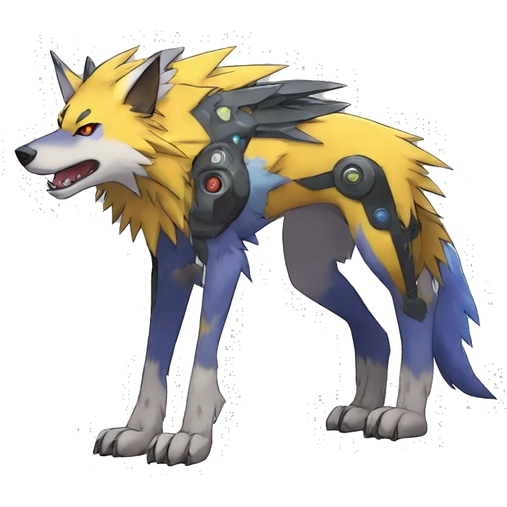  Shiny Edgy Colorful Digimon-Fakemon-Wolf with edgy markings full body emoji