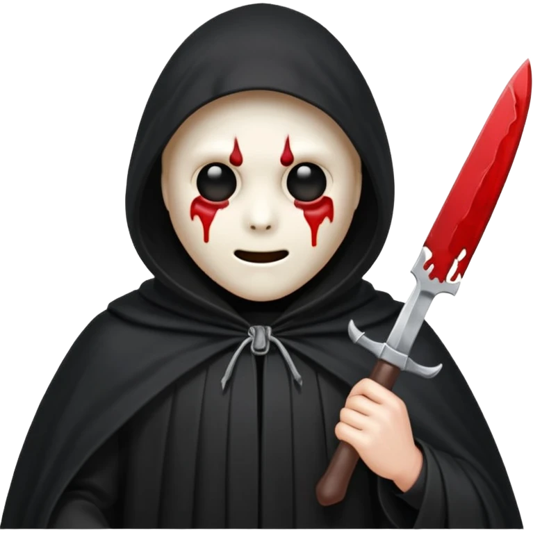 make a ghost face emoji with a cloak on and a bloody knife from the movie scream emoji