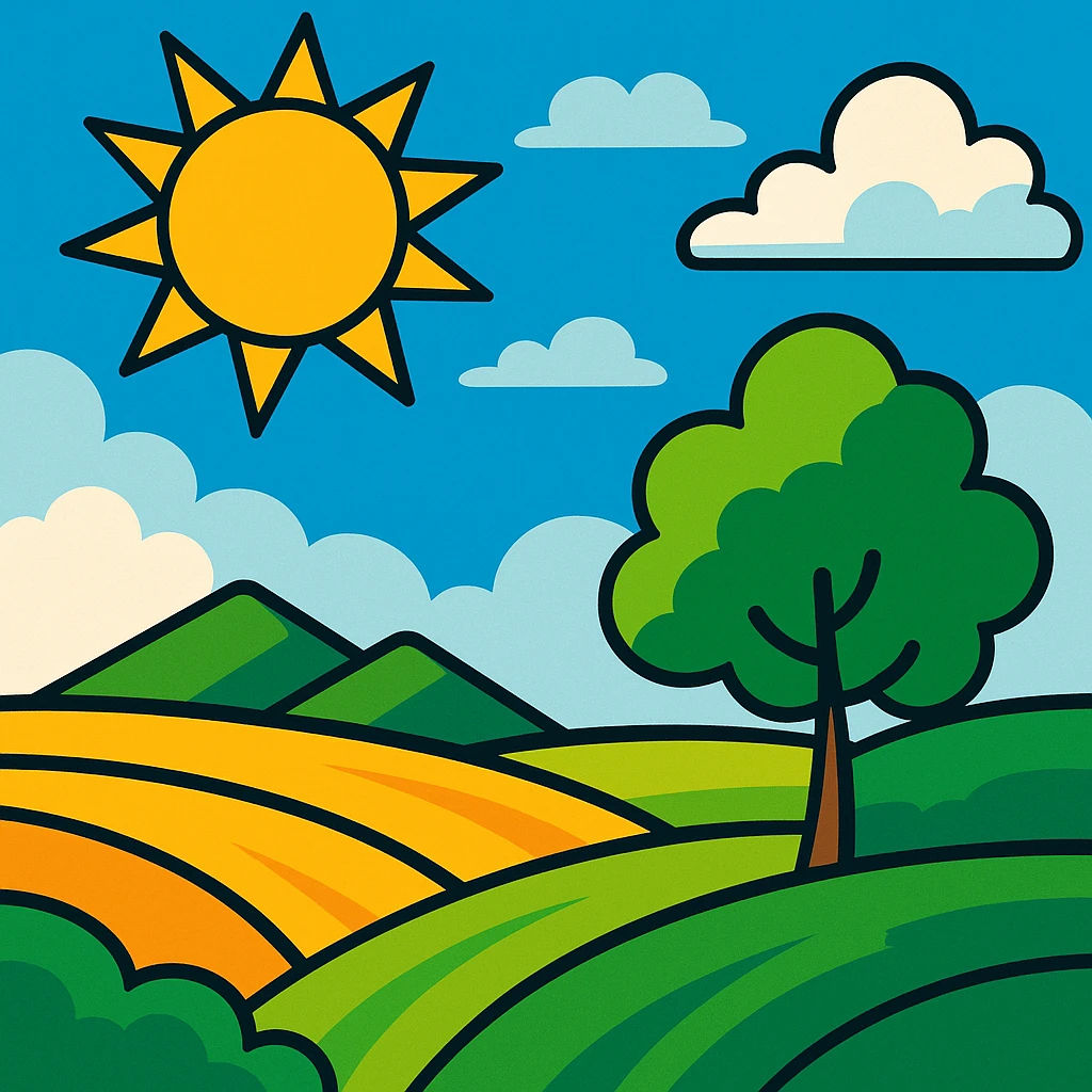 sunny landscape scene in vibrant toon style emoji
