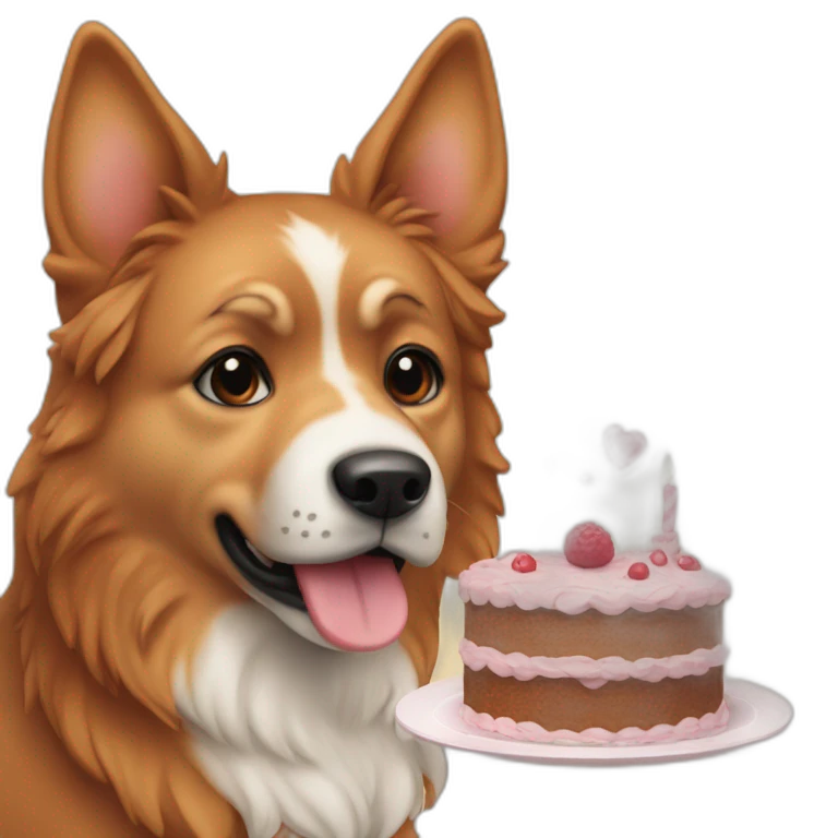 Een eekhoorn met een hond en een cake emoji