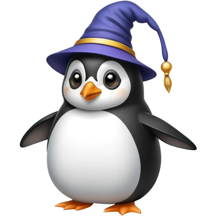 Penguin with wizard hat  emoji