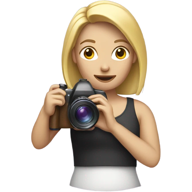 Woman taking photography with blond hair emoji