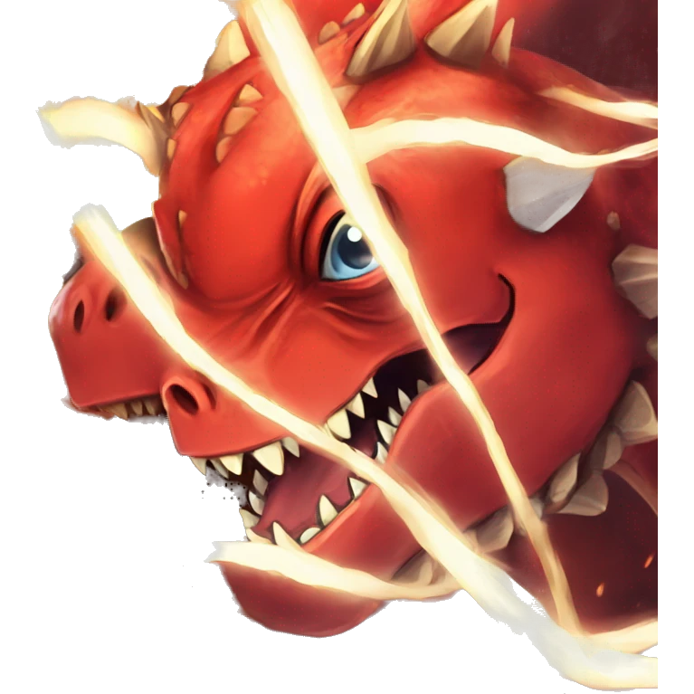 /imagine prompt: red dinosaur is angry in the eyes of fire:: --v 4 emoji