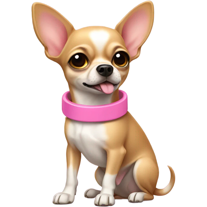 A chihuahua, tan, pink collar, not fluffy emoji