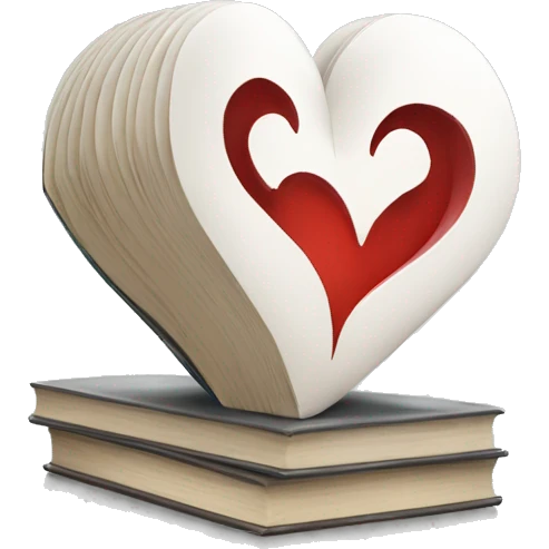 white heart with books inside emoji