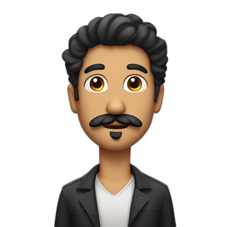 PERSONAJE CON PELO NEGRO Y BIGOTE CORTO emoji