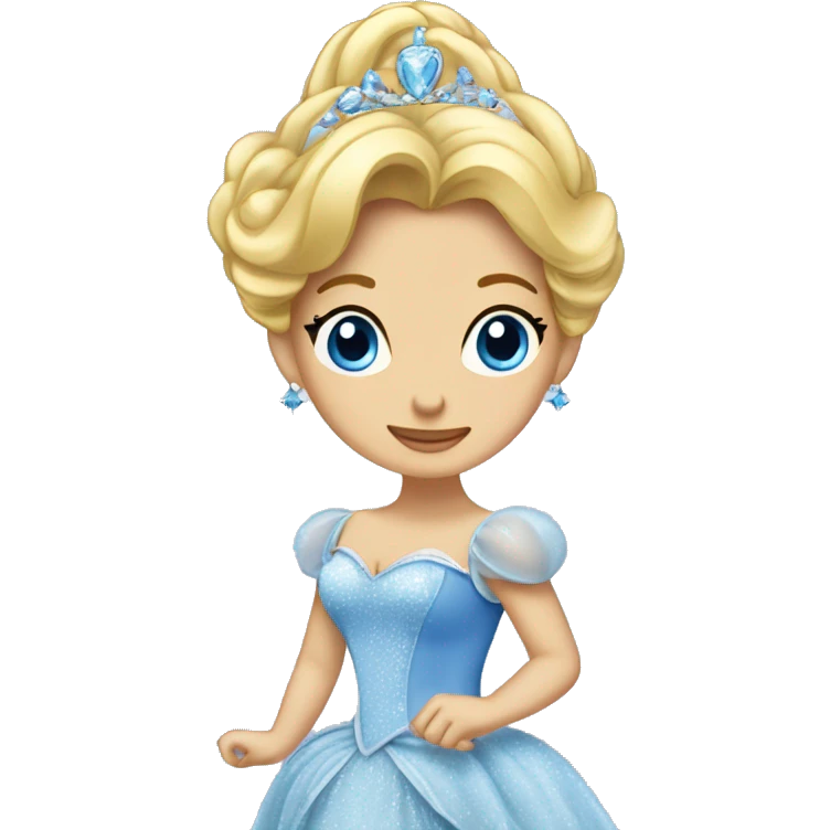 Cinderella wearing the ball gown and glass slippers emoji