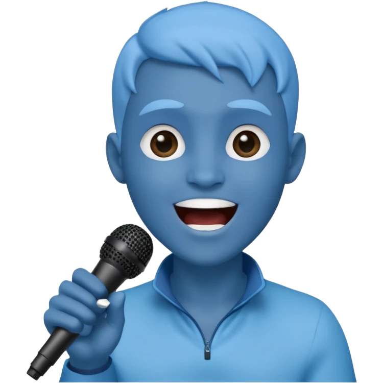 Avatar singing blue character with mic  emoji