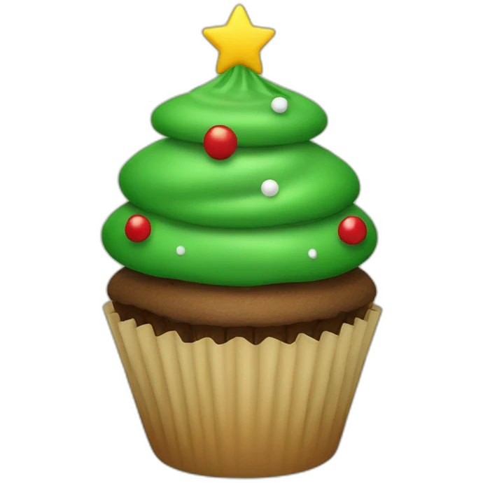 Happy Christmas tree cupcake emoji