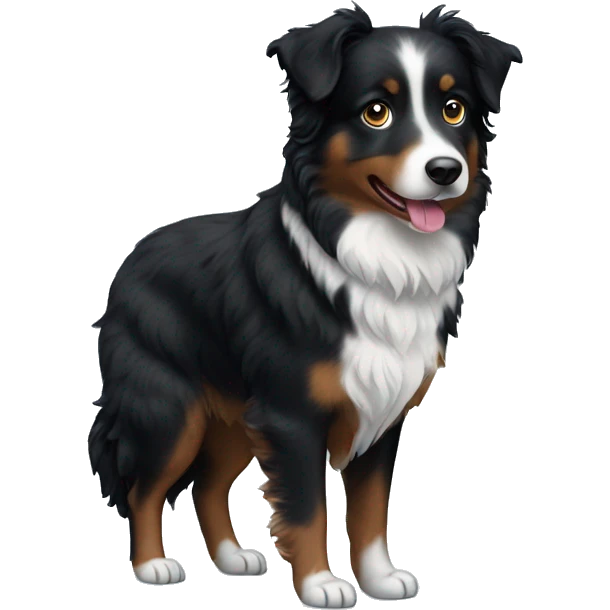 Small black australian shepherd dog winter scene  emoji