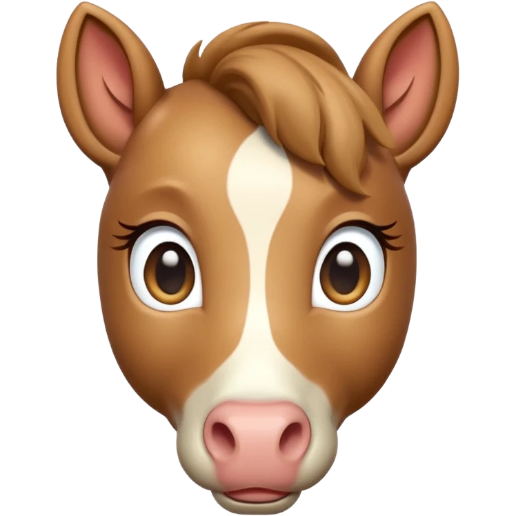 3D Apple-style emoji of a cute foal (young horse). Small body, big eyes, short mane, light brown color, rounded and glossy, smooth shading, white background.
 emoji