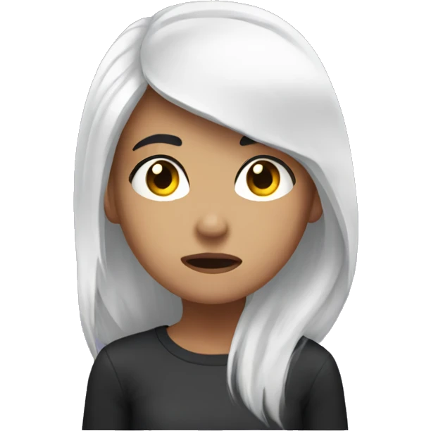 White Black hair girl scared  emoji