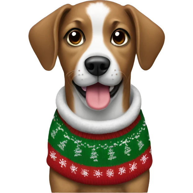 Dog wearing a Christmas sweater emoji