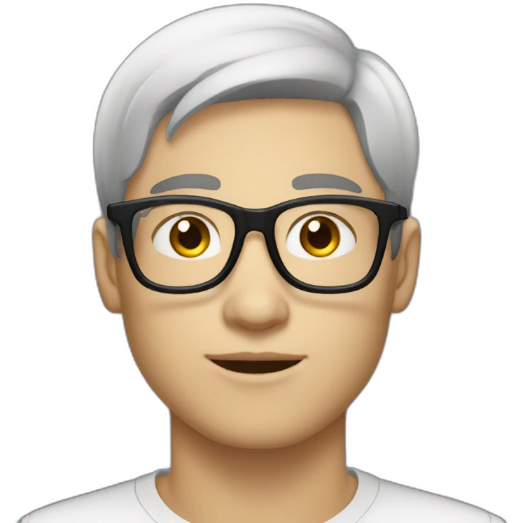 Young men type French, White skin ,Black straight hair, with glasses emoji