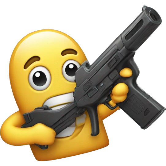 A game controller dancing holding a gun emoji