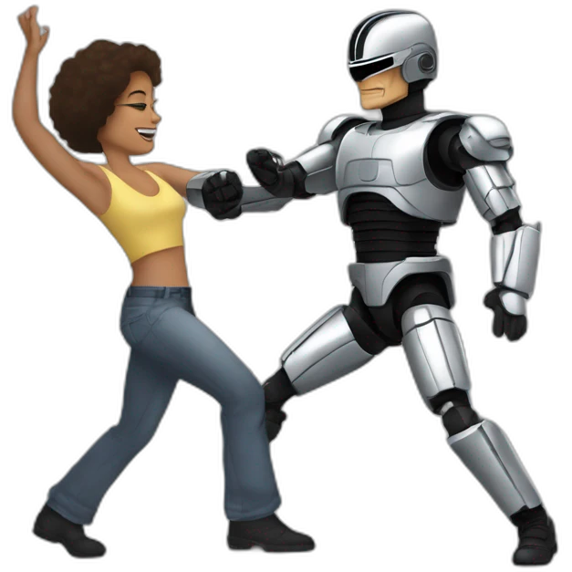Vandamme dancing with robocop emoji