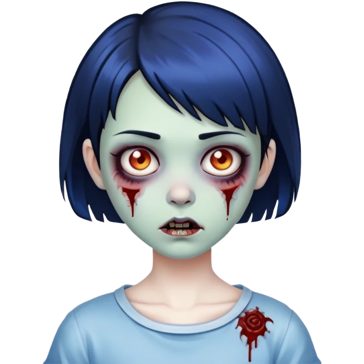 Zombie girl with short blue-black hair emoji