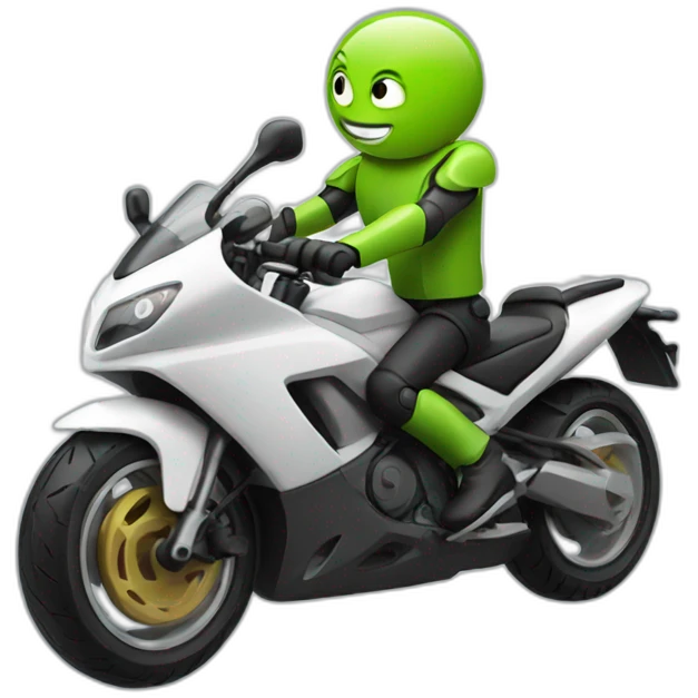 Android logo riding a motorbike emoji