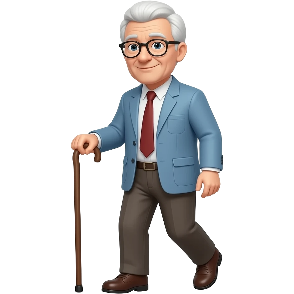an elderly man walking with a cane, whole body visible emoji