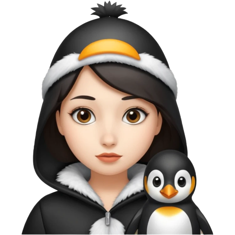 A girl with penguin outfit  emoji