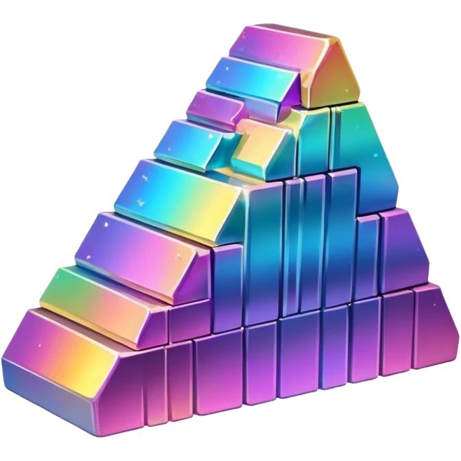 bismuth ingot with geometric iridescent rainbow pattern emoji