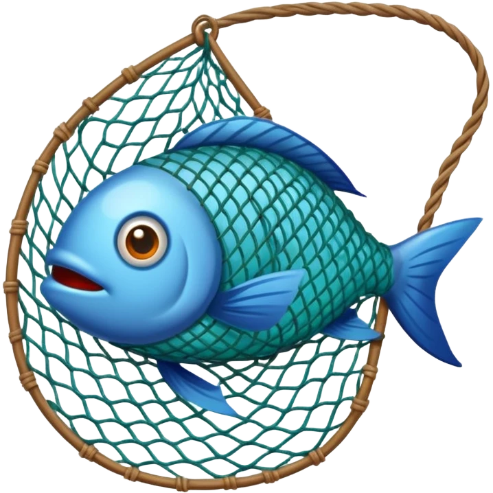 fishes stuck with fishing net emoji