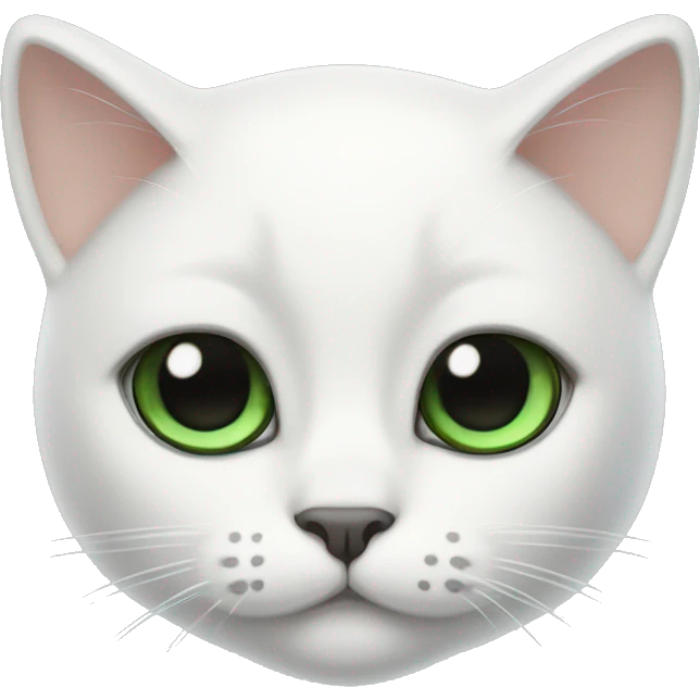 White cat black ears, black over right eye and green eyes emoji