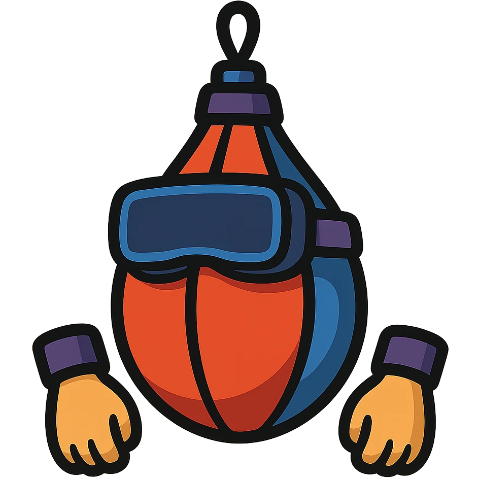vibrant toon style speed bag with VR headbands and headwrists emoji
