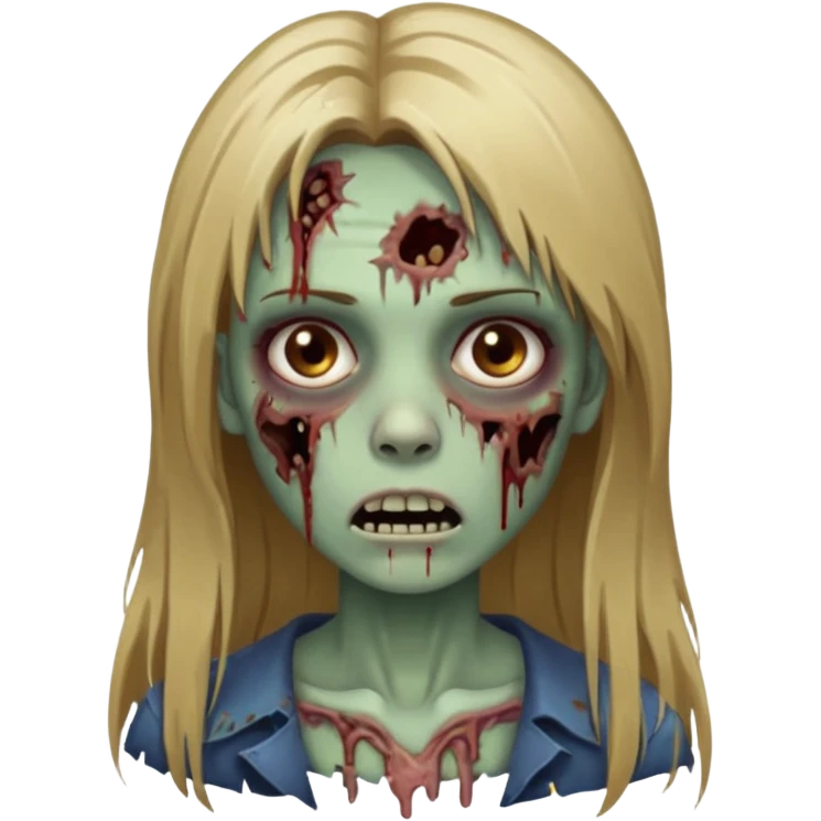 discret zumbi girl long dark blonde straight hair emoji