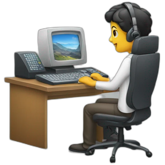 telemarketing attendant with a computer emoji