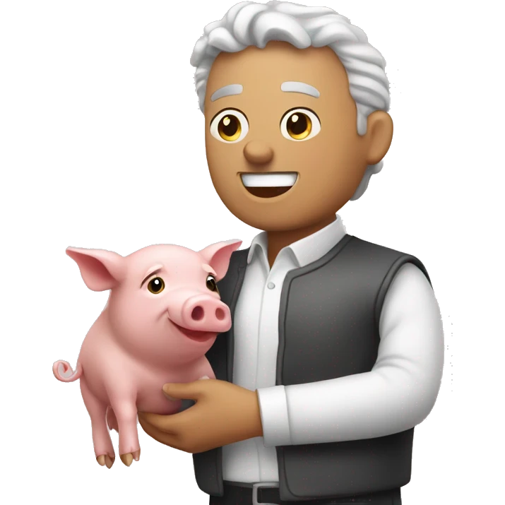 A man who catching a pig emoji