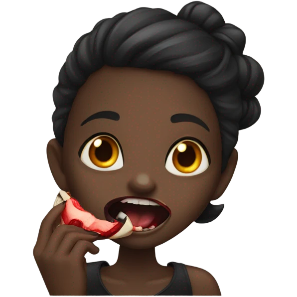 Black girl biting a vampire  emoji
